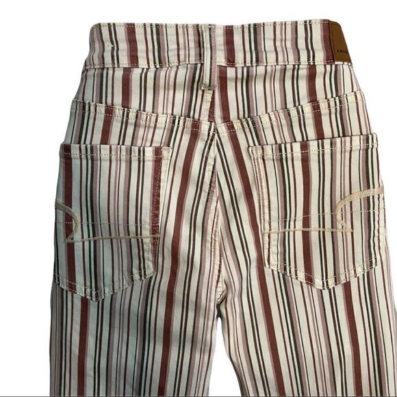 American Eagle Hi Rise Striped Jeggings Pants Brown Size 6 - Picture 6 of 13